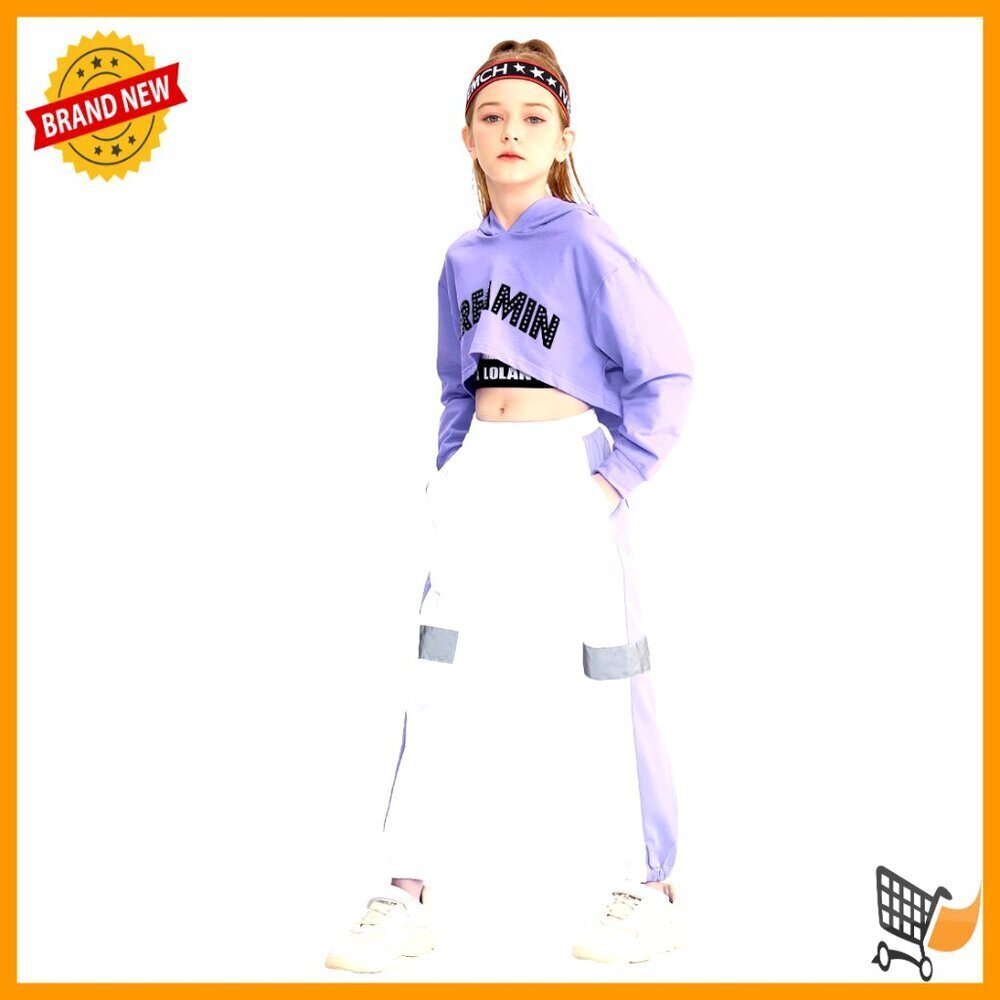 Cropped Hoodie Tank Top Jogger Pants Set Y2K Street Dance Performance Outfit